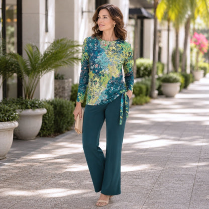Cozy Texture - Side Pull-Tie Sweater Top - Floral Patch - Final Sale | Clara Sunwoo