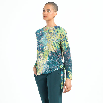 Cozy Texture - Side Pull-Tie Sweater Top - Floral Patch - Final Sale | Clara Sunwoo