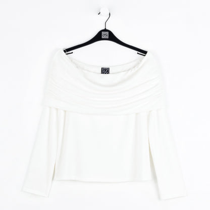 Ultra Cozy - Ruched Off-Shoulder Sweater Top - Ivory - Final Sale | Clara Sunwoo