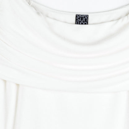 Ultra Cozy - Ruched Off-Shoulder Sweater Top - Ivory - Final Sale | Clara Sunwoo