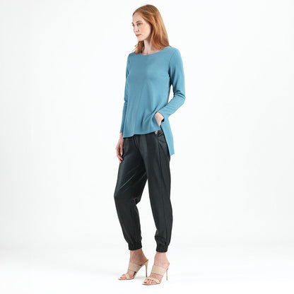 French Terry-Like Knit - Parachute Hem Sweater Tunic - Powder Blue - Final Sale! | Clara Sunwoo