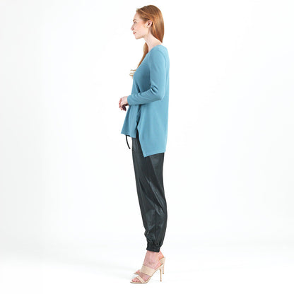 French Terry-Like Knit - Parachute Hem Sweater Tunic - Powder Blue - Final Sale! | Clara Sunwoo