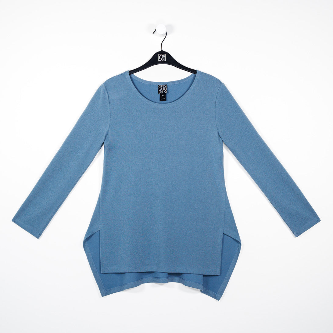 French Terry-Like Knit - Parachute Hem Sweater Tunic - Powder Blue - Final Sale! | Clara Sunwoo