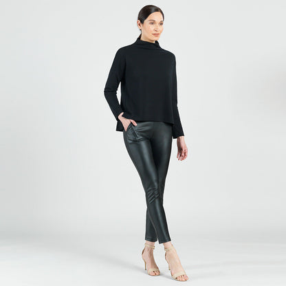 French Terry-Like Knit - Funnel Neck Sweater Top - Black - Final Sale! | Clara Sunwoo