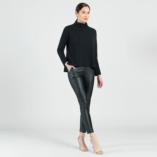 French Terry-Like Knit - Funnel Neck Sweater Top - Black - Final Sale! | Clara Sunwoo