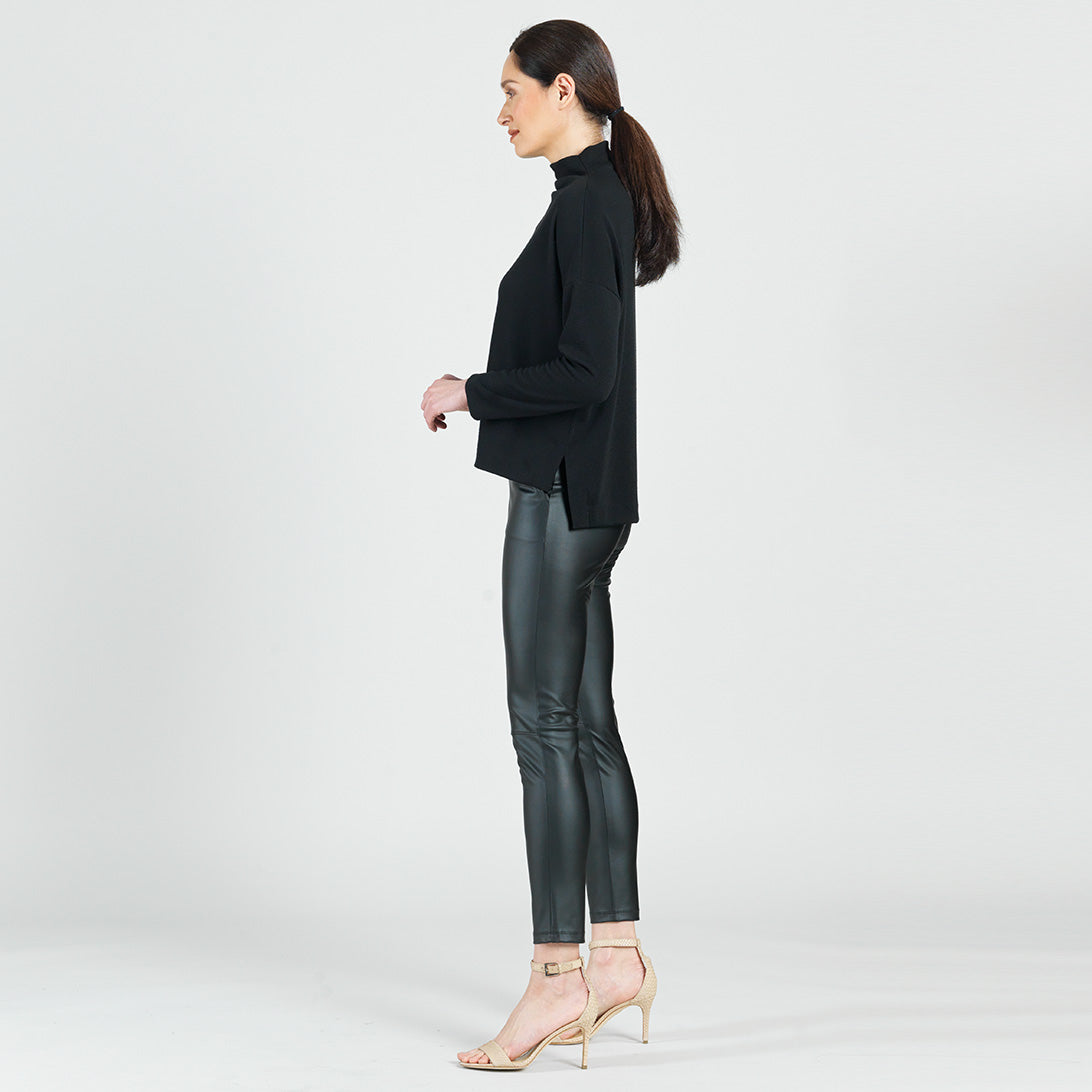 French Terry-Like Knit - Funnel Neck Sweater Top - Black - Final Sale! | Clara Sunwoo
