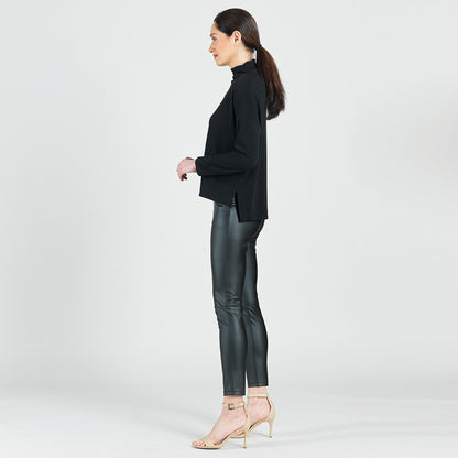 French Terry-Like Knit - Funnel Neck Sweater Top - Black - Final Sale! | Clara Sunwoo