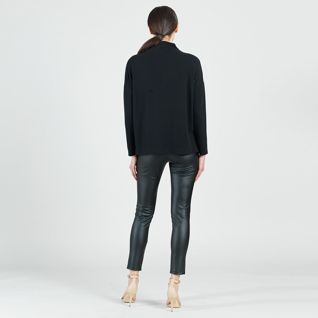 French Terry-Like Knit - Funnel Neck Sweater Top - Black - Final Sale! | Clara Sunwoo