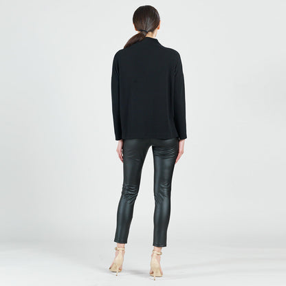 French Terry-Like Knit - Funnel Neck Sweater Top - Black - Final Sale! | Clara Sunwoo