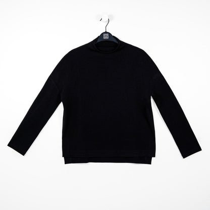 French Terry-Like Knit - Funnel Neck Sweater Top - Black - Final Sale! | Clara Sunwoo