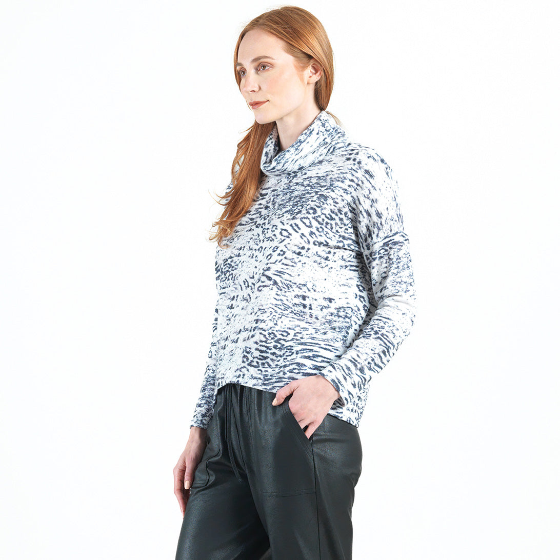 Cozy Shimmer - Tipped Hem Sweater - Snow Leopard - Final Sale! | Clara Sunwoo