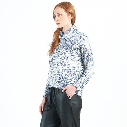 Cozy Shimmer - Tipped Hem Sweater - Snow Leopard - Final Sale! | Clara Sunwoo