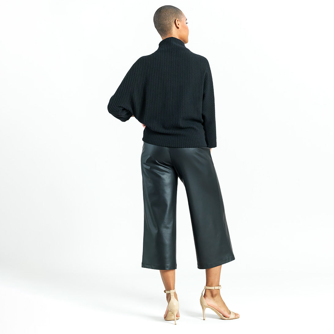 Chunky Ribbed - Funnel Neck Sweater - Black - Final Sale | Clara Sunwoo