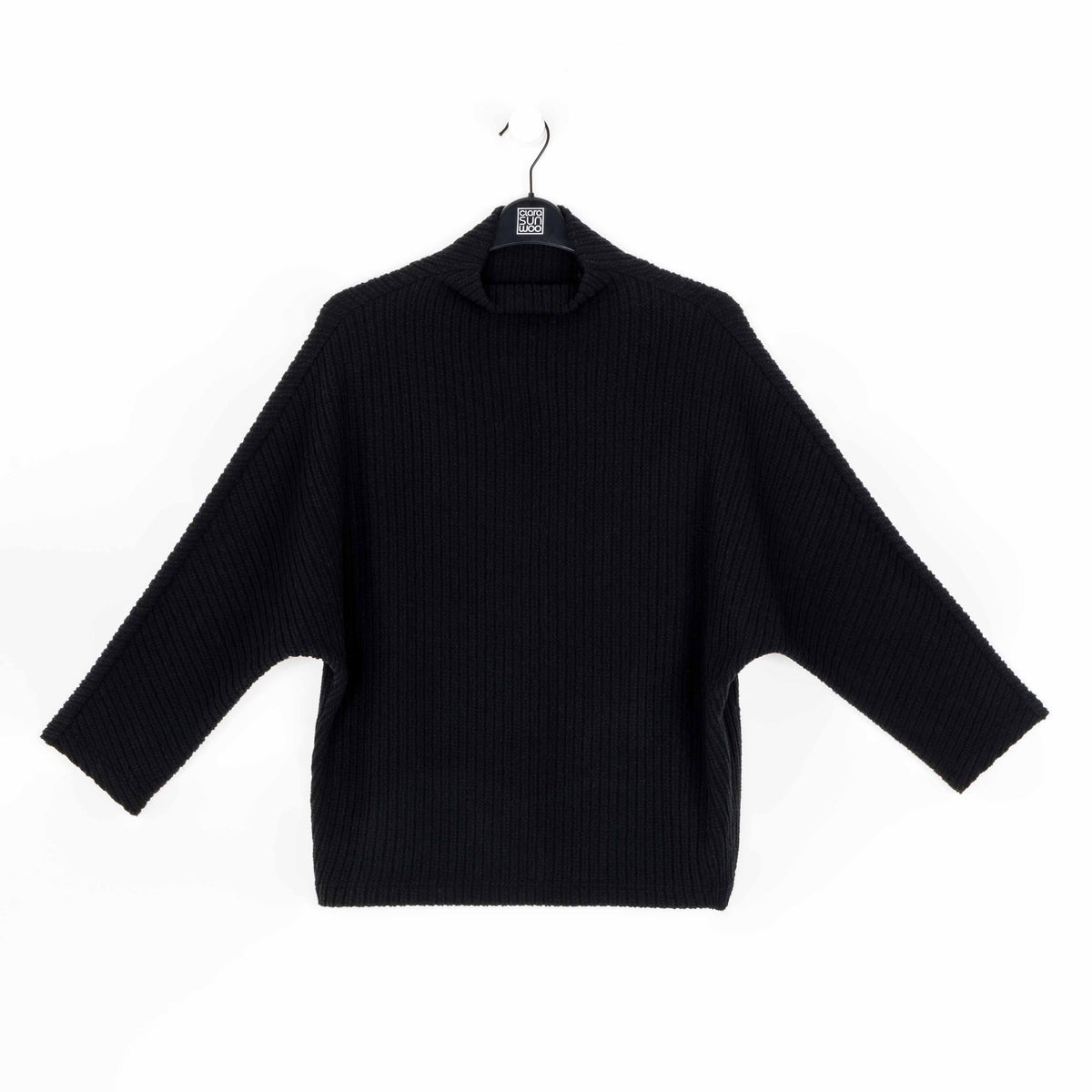Chunky Ribbed - Funnel Neck Sweater - Black - Final Sale | Clara Sunwoo