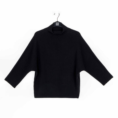 Chunky Ribbed - Funnel Neck Sweater - Black - Final Sale | Clara Sunwoo