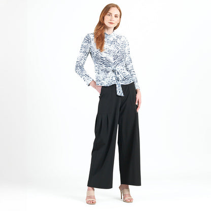 Cozy Shimmer - Center Front Tie Sweater Top - Snow Leopard - Final Sale! | Clara Sunwoo