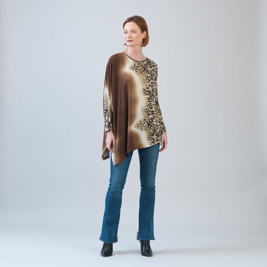 Cozy Knit - Poncho Sleeve Sweater Tunic - Animal Ombré - Final Sale! | Clara Sunwoo