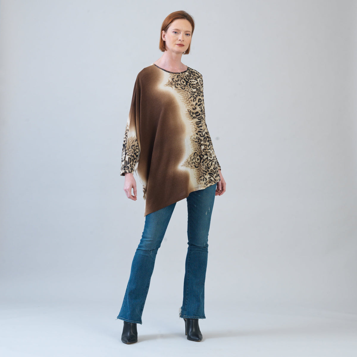 Cozy Knit - Poncho Sleeve Sweater Tunic - Animal Ombré - Final Sale! | Clara Sunwoo