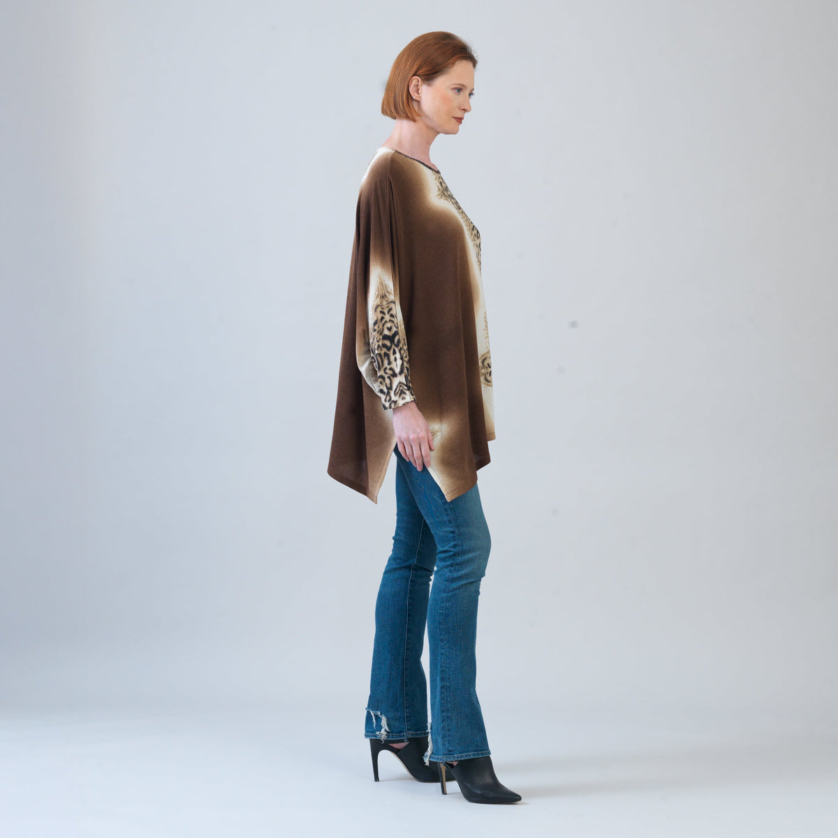 Cozy Knit - Poncho Sleeve Sweater Tunic - Animal Ombré - Final Sale! | Clara Sunwoo
