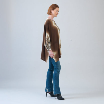 Cozy Knit - Poncho Sleeve Sweater Tunic - Animal Ombré - Final Sale! | Clara Sunwoo