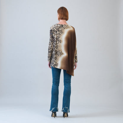 Cozy Knit - Poncho Sleeve Sweater Tunic - Animal Ombré - Final Sale! | Clara Sunwoo