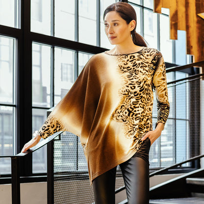 Cozy Knit - Poncho Sleeve Sweater Tunic - Animal Ombré - Final Sale! | Clara Sunwoo
