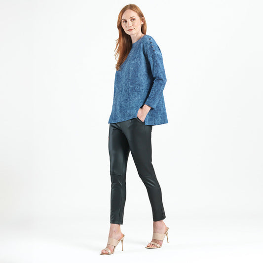 Cozy Texture - Vented Sweater Tunic - Denim Print - Final Sale! | Clara Sunwoo