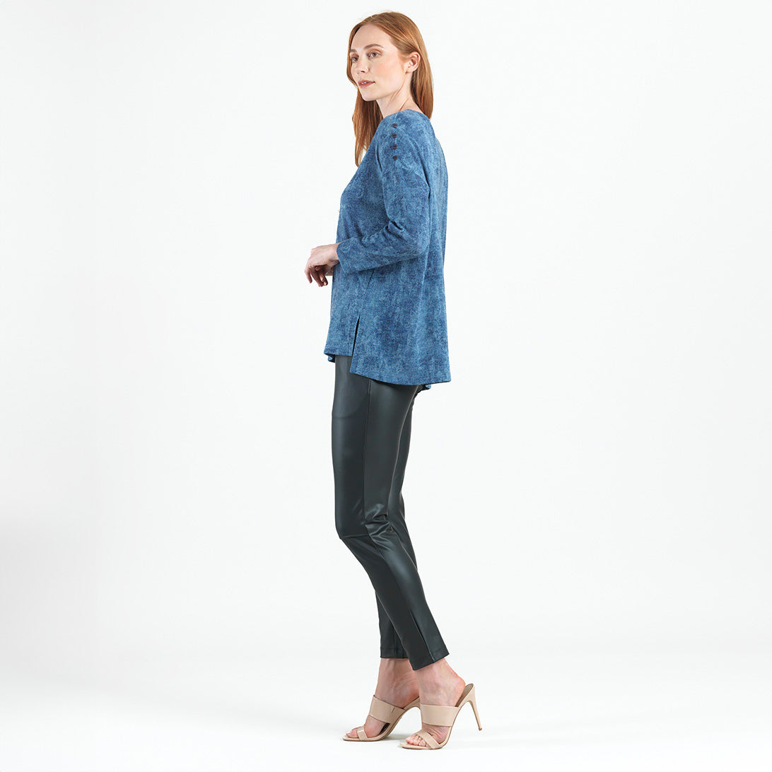 Cozy Texture - Vented Sweater Tunic - Denim Print - Final Sale! | Clara Sunwoo