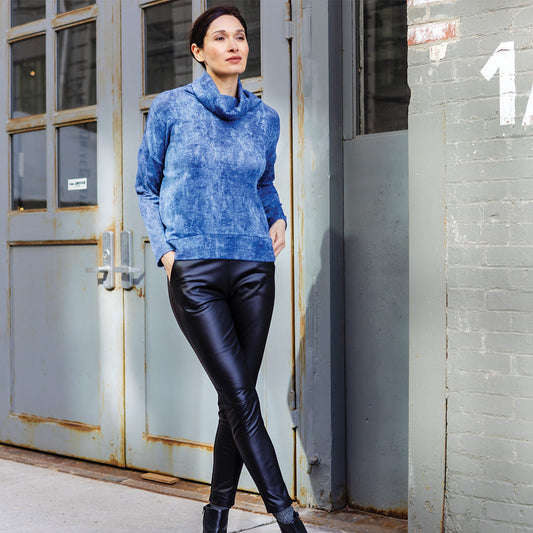 Cozy Texture - Banded Hemline Sweater - Denim Print - Final Sale! | Clara Sunwoo