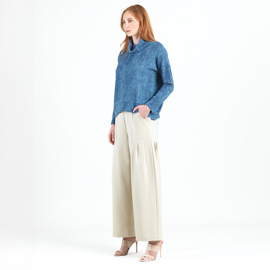 Cozy Texture - Banded Hemline Sweater - Denim Print - Final Sale! | Clara Sunwoo
