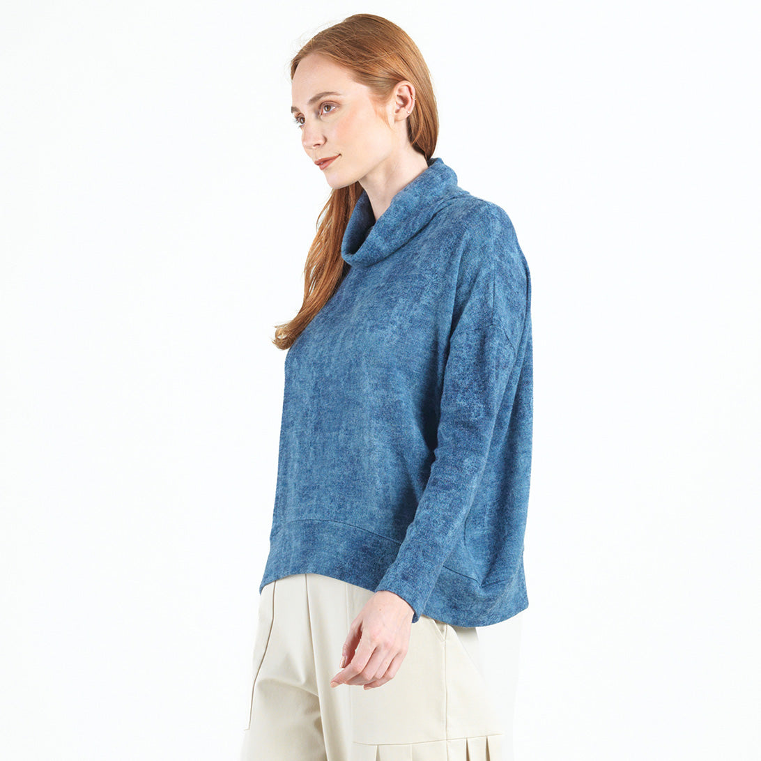 Cozy Texture - Banded Hemline Sweater - Denim Print - Final Sale! | Clara Sunwoo