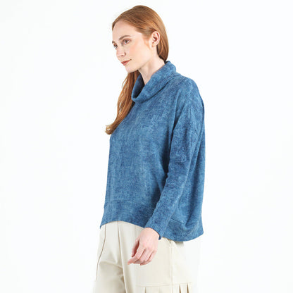 Cozy Texture - Banded Hemline Sweater - Denim Print - Final Sale! | Clara Sunwoo