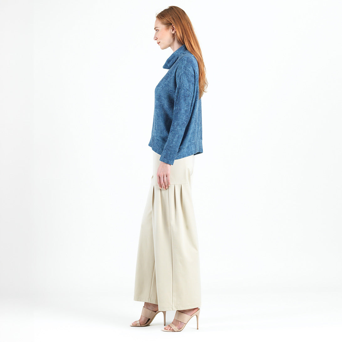 Cozy Texture - Banded Hemline Sweater - Denim Print - Final Sale! | Clara Sunwoo