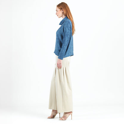 Cozy Texture - Banded Hemline Sweater - Denim Print - Final Sale! | Clara Sunwoo