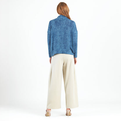 Cozy Texture - Banded Hemline Sweater - Denim Print - Final Sale! | Clara Sunwoo