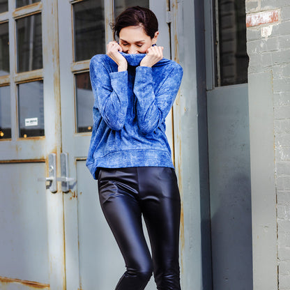 Cozy Texture - Banded Hemline Sweater - Denim Print - Final Sale! | Clara Sunwoo