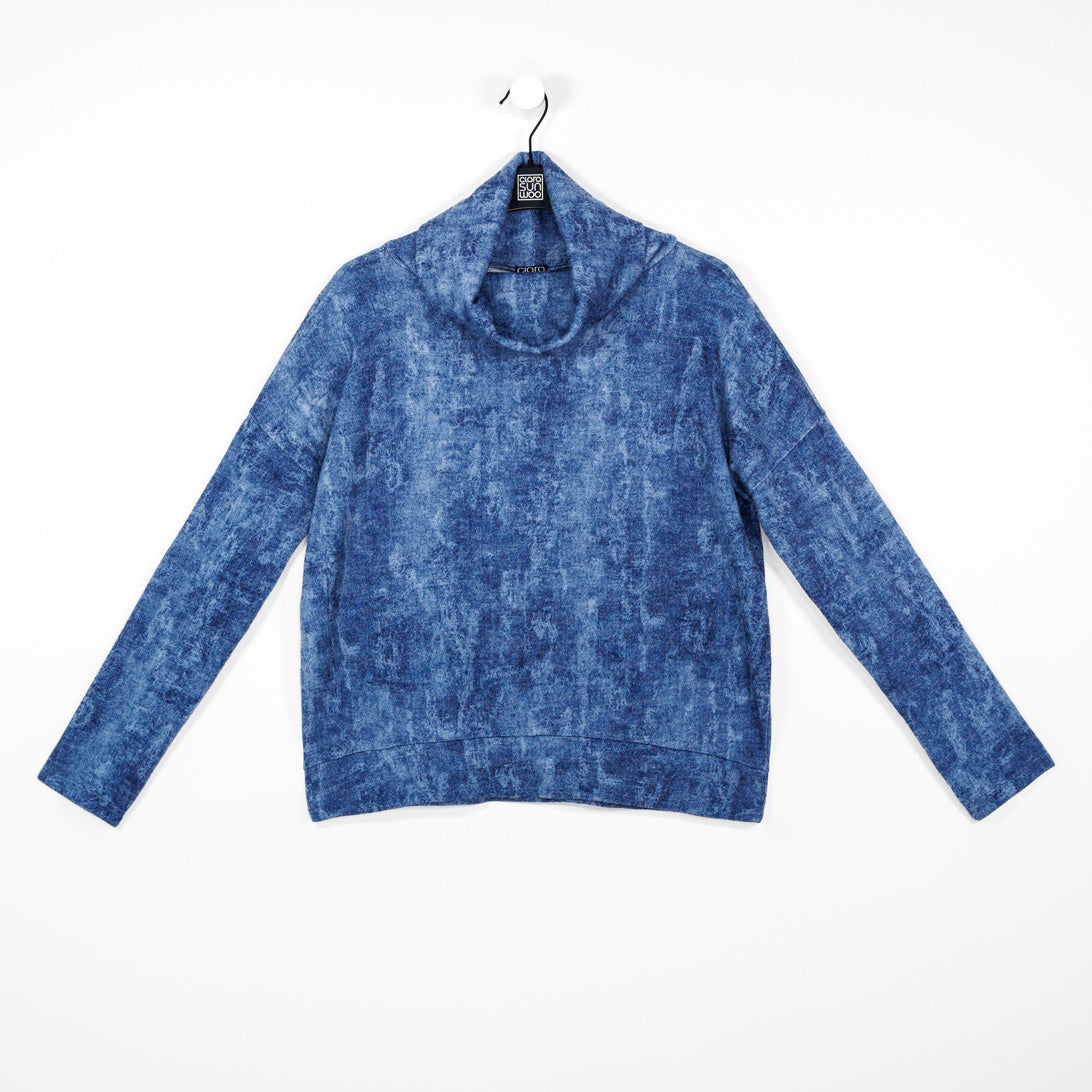 Cozy Texture - Banded Hemline Sweater - Denim Print - Final Sale! | Clara Sunwoo