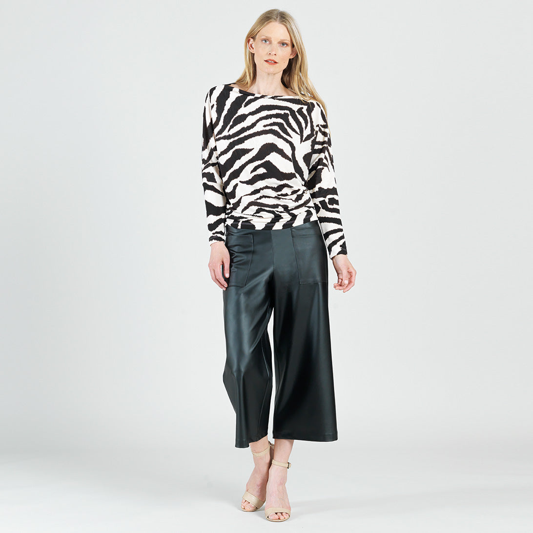 Cozy Knit - Boat Neck Side Ruched Sweater - Zebra - Final Sale | Clara Sunwoo