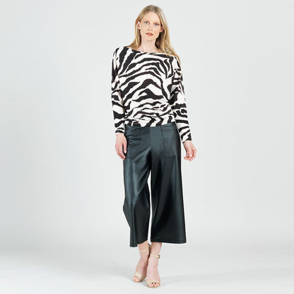Cozy Knit - Boat Neck Side Ruched Sweater - Zebra - Final Sale | Clara Sunwoo