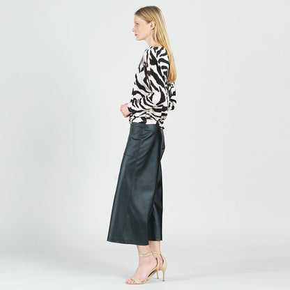Cozy Knit - Boat Neck Side Ruched Sweater - Zebra - Final Sale | Clara Sunwoo