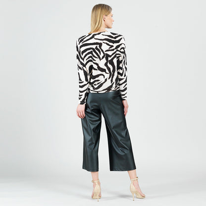 Cozy Knit - Boat Neck Side Ruched Sweater - Zebra - Final Sale | Clara Sunwoo