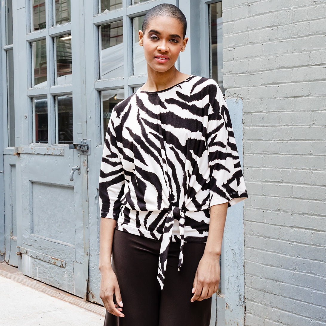 Cozy Knit - Side Tie Sweater Top - Zebra - Final Sale | Clara Sunwoo