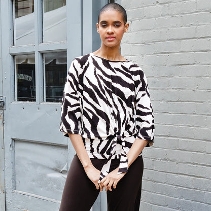 Cozy Knit - Side Tie Sweater Top - Zebra - Final Sale | Clara Sunwoo