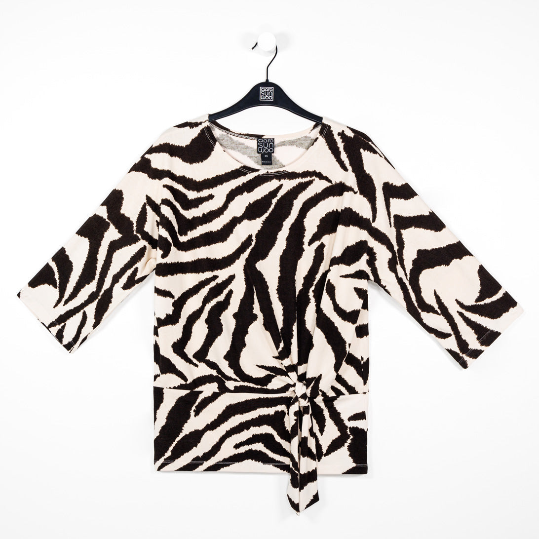 Cozy Knit - Side Tie Sweater Top - Zebra - Final Sale | Clara Sunwoo
