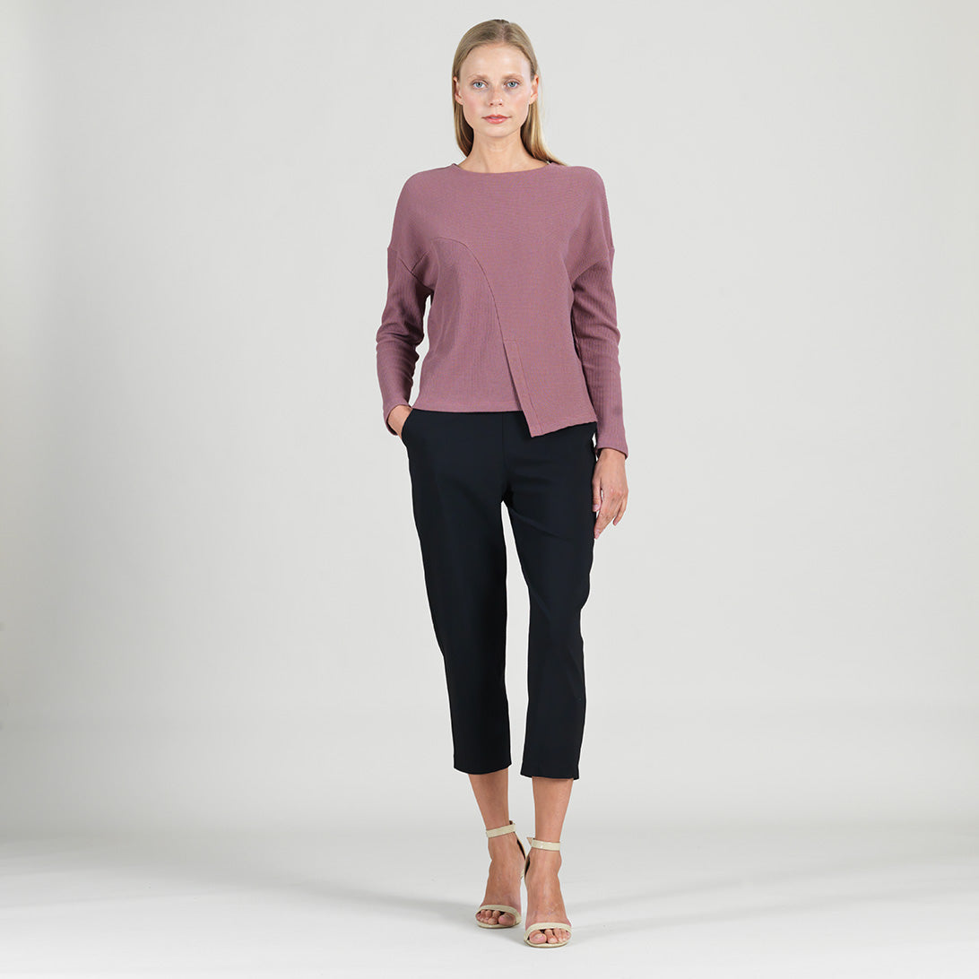 Structured Ribbed Knit - Modern Envelope Hem Sweater - Mauve - Final Sale! | Clara Sunwoo