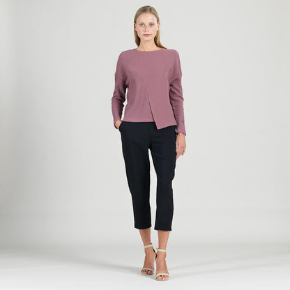 Structured Ribbed Knit - Modern Envelope Hem Sweater - Mauve - Final Sale! | Clara Sunwoo