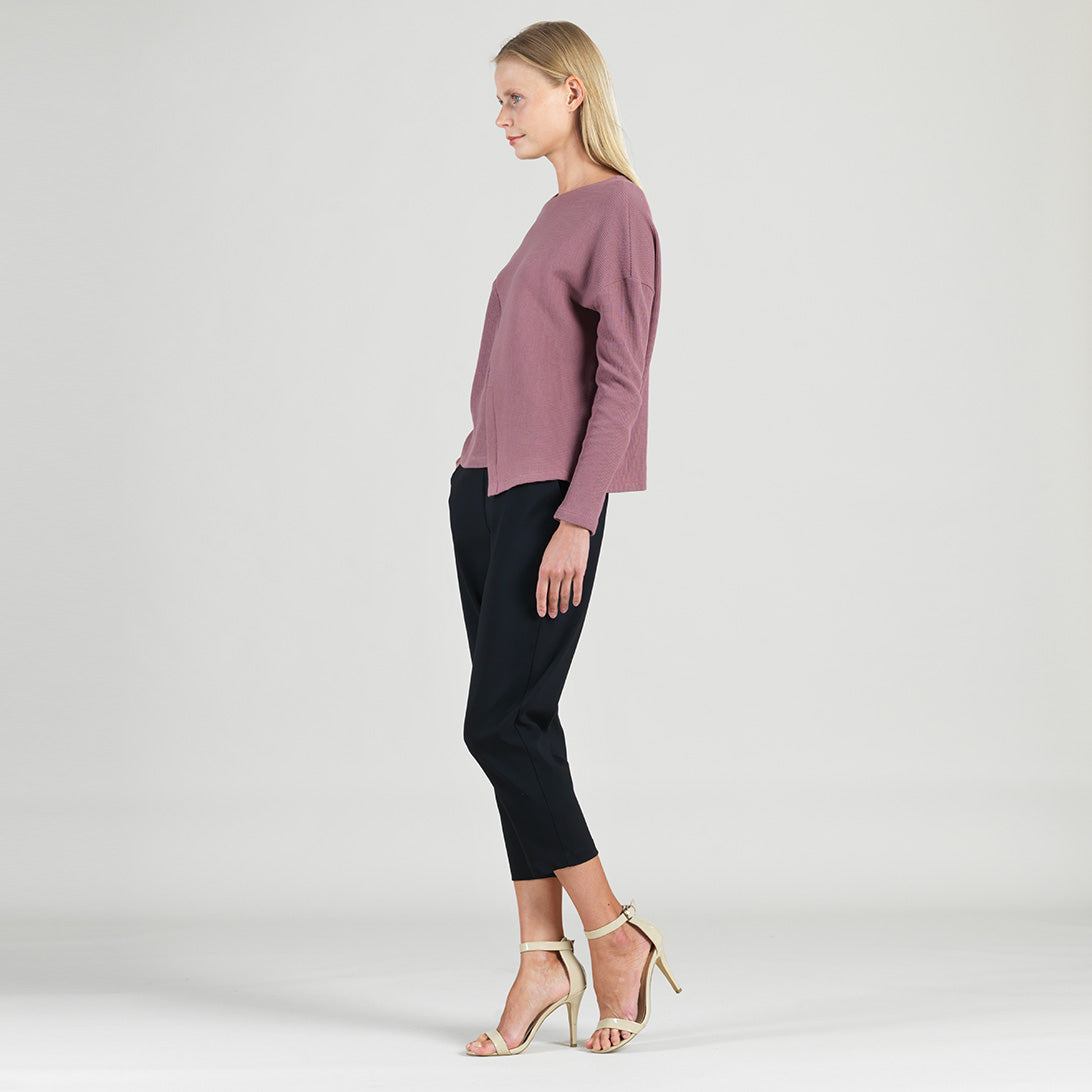 Structured Ribbed Knit - Modern Envelope Hem Sweater - Mauve - Final Sale! | Clara Sunwoo