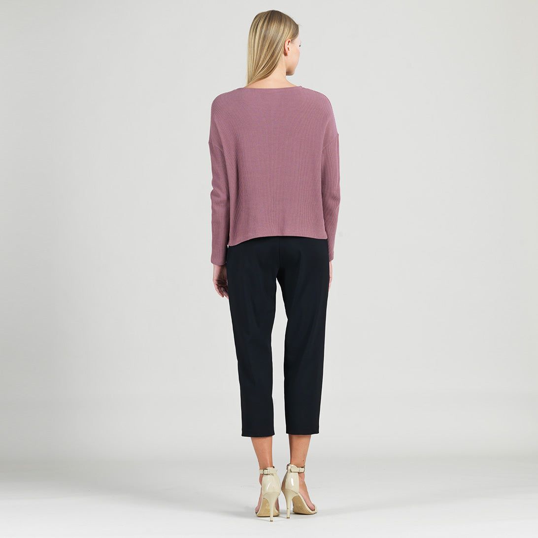 Structured Ribbed Knit - Modern Envelope Hem Sweater - Mauve - Final Sale! | Clara Sunwoo