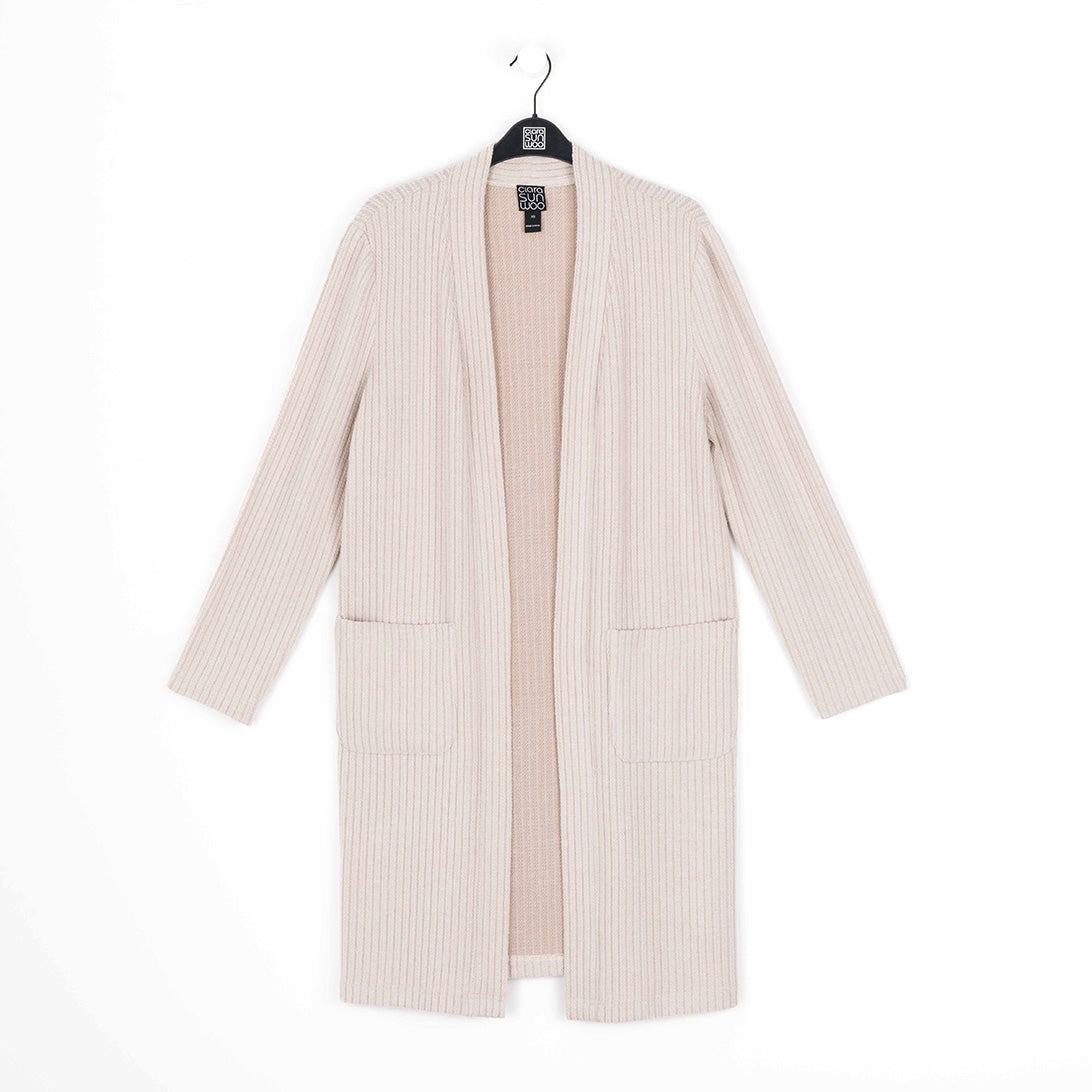 Chunky Ribbed - Modern Pocket Sweater Cardigan - Sand - Final Sale! | Clara Sunwoo