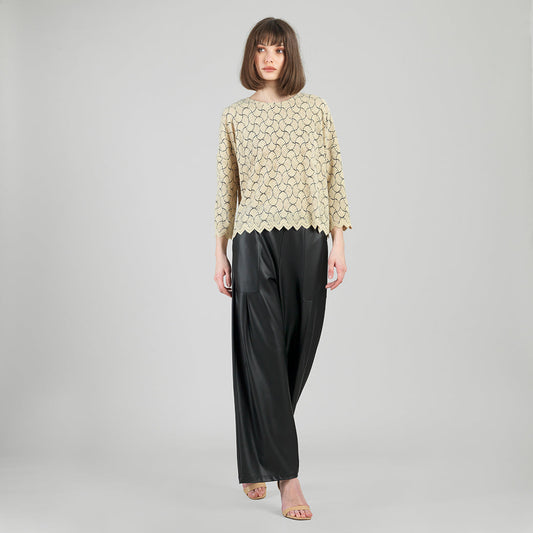 Crochet Knit - Scallop Hem Box Sweater Top - Fan Shell - Final Sale | Clara Sunwoo